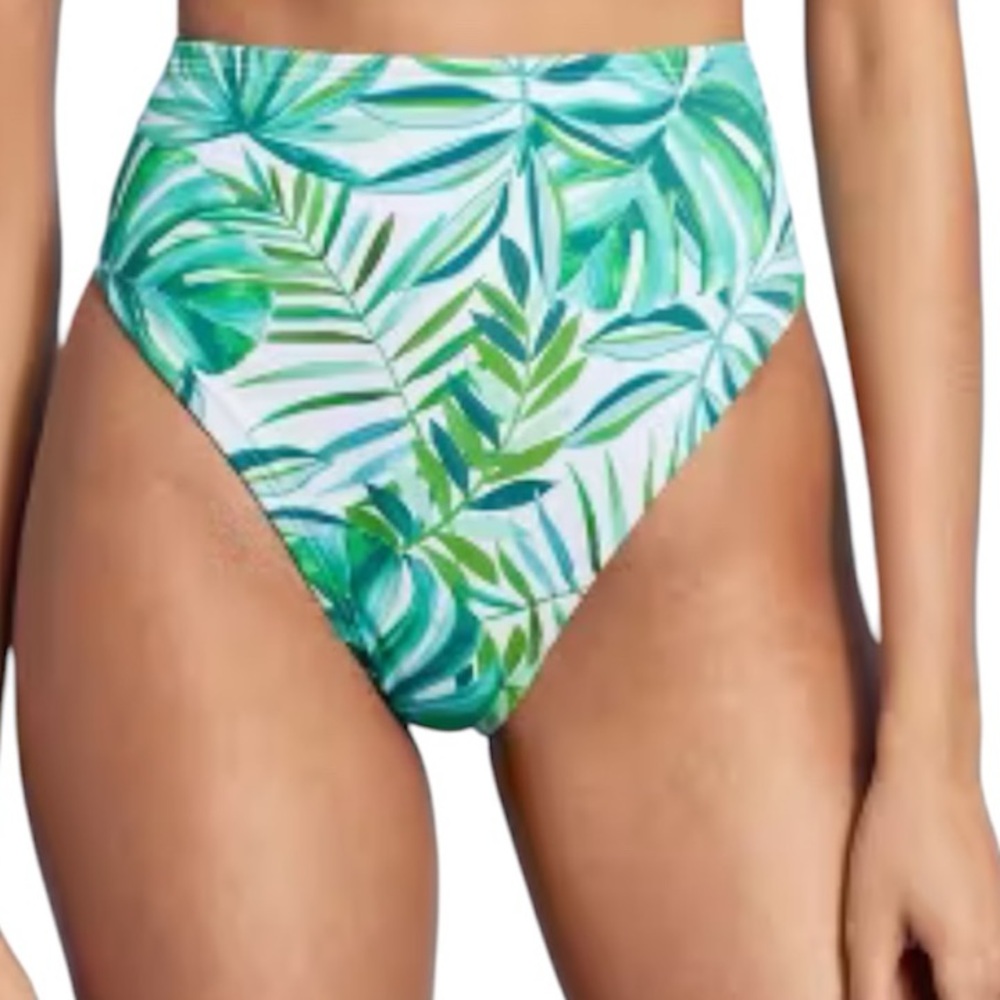 Shade & Shore High Waist Bikini Swim Bottoms Palm Print Large